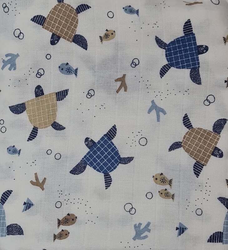 Kreis Design Set 2 cearceafuri din muselina 120x160 cm testoase blue