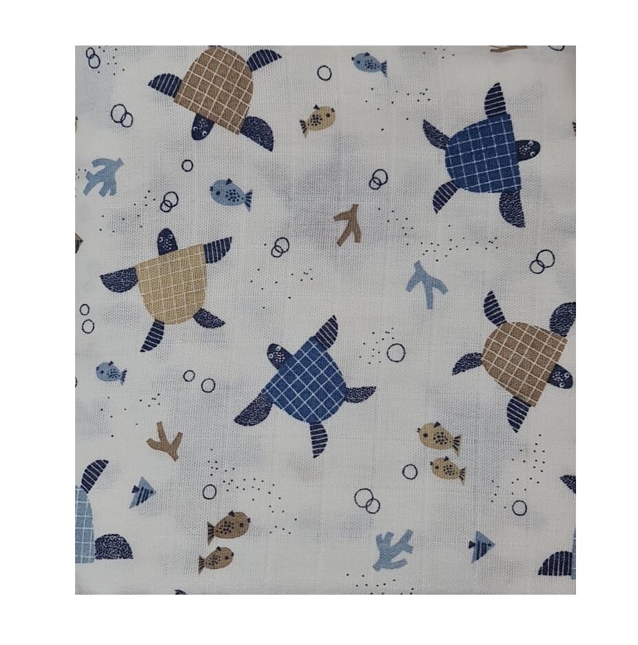 Kreis Design Set 2 cearceafuri din muselina 120x160 cm testoase blue