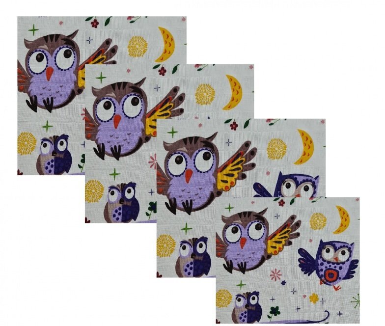 Kreis Design Set 4 lavete din muselina 40x40 cm Bufnite