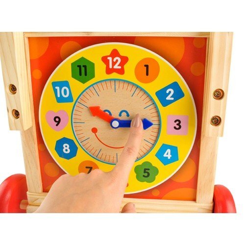 Kruzzel Antepremergator din lemn si Cub educativ 2-in-1 pentru copii cu multiple activitati educative cu abac labirint ceas