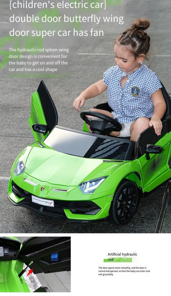 Lamborghini Masinuta electrica pentru copii Aventador cu licenta telecomanda parinti 2.4G motoare 2 x 38w acumulator 12V4Ah muzicaafisaj cu indicator nivel baterie volum reglabilusbmp3povesti in limba engleza eleron