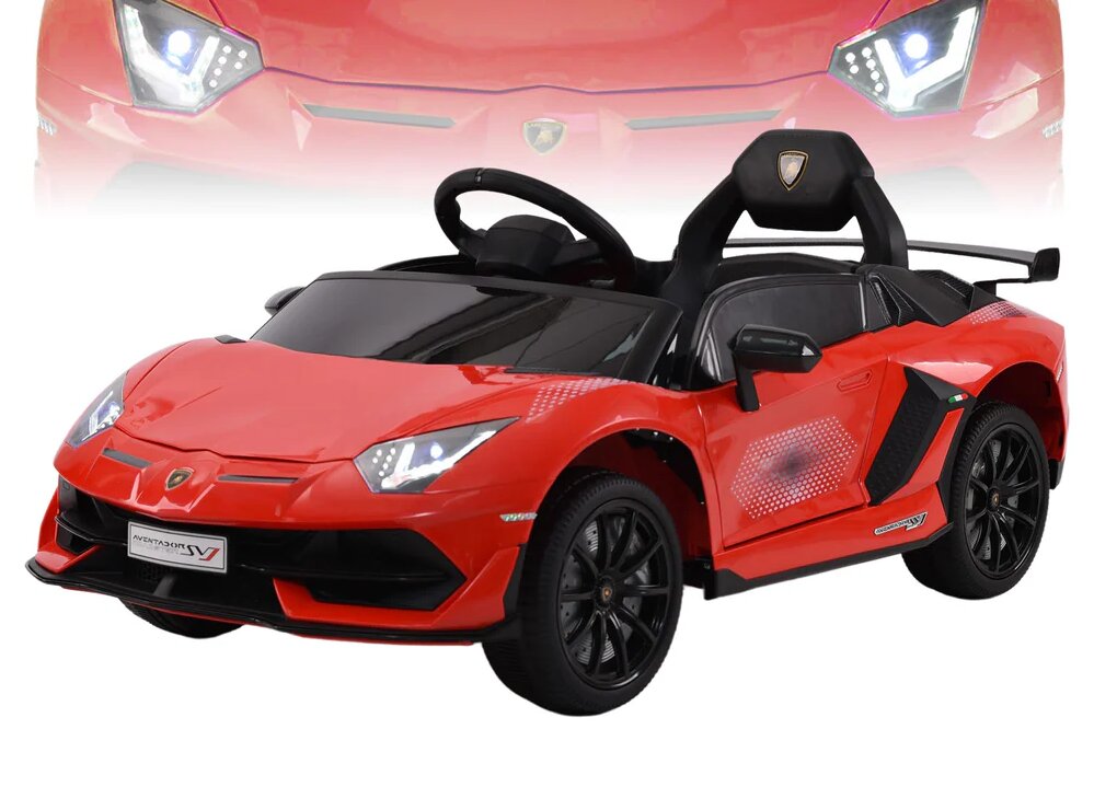 Lamborghini Masinuta electrica pentru copii Aventador cu licenta telecomanda parinti 2.4G motoare 2 x 38w acumulator 12V4Ah muzicaafisaj cu indicator nivel baterie volum reglabilusbmp3povesti in limba engleza eleron