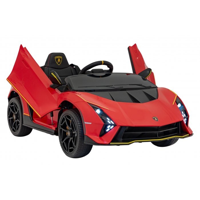 Lamborghini Masinuta electrica pentru copii Invencible rosu 140W cu telecomanda sunete lumini panou audio scaun piele si roti din spuma Eva