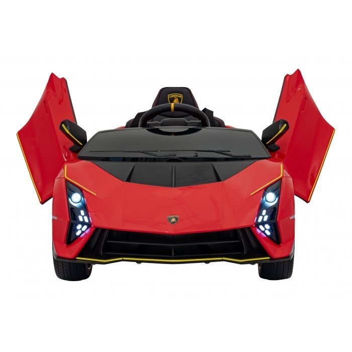 Lamborghini Masinuta electrica pentru copii Invencible rosu 140W cu telecomanda sunete lumini panou audio scaun piele si roti din spuma Eva