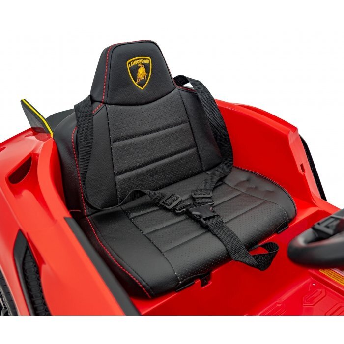 Lamborghini Masinuta electrica pentru copii Invencible rosu 140W cu telecomanda sunete lumini panou audio scaun piele si roti din spuma Eva