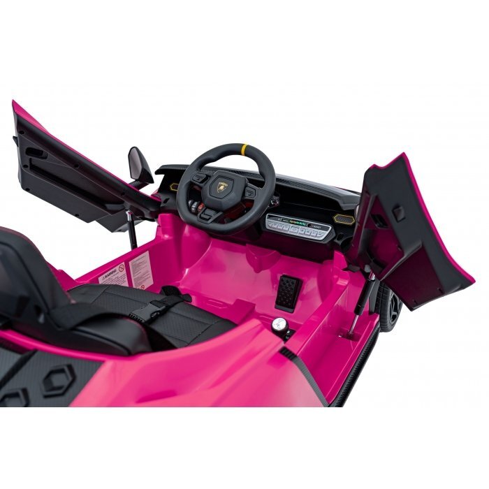 Lamborghini Masinuta electrica pentru copii Invencible roz 140W cu telecomanda sunete lumini panou audio scaun piele si roti din spuma Eva