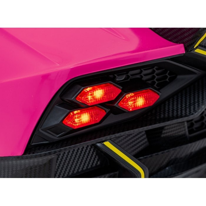Lamborghini Masinuta electrica pentru copii Invencible roz 140W cu telecomanda sunete lumini panou audio scaun piele si roti din spuma Eva