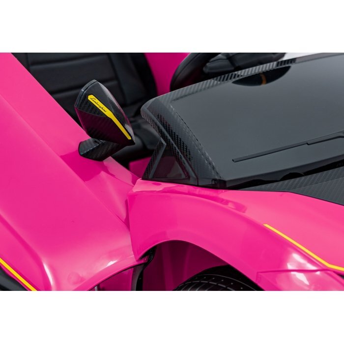 Lamborghini Masinuta electrica pentru copii Invencible roz 140W cu telecomanda sunete lumini panou audio scaun piele si roti din spuma Eva
