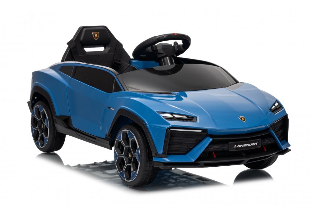Lamborghini Masinuta electrica pentru copii Lanzador Blue cu licentatelecomanda 2.4Gmotoare 2x35wacumulator 12V4.5Ahdeschidere usisistem trollerlumini ledslow startcentura siguranta in 3 puncte