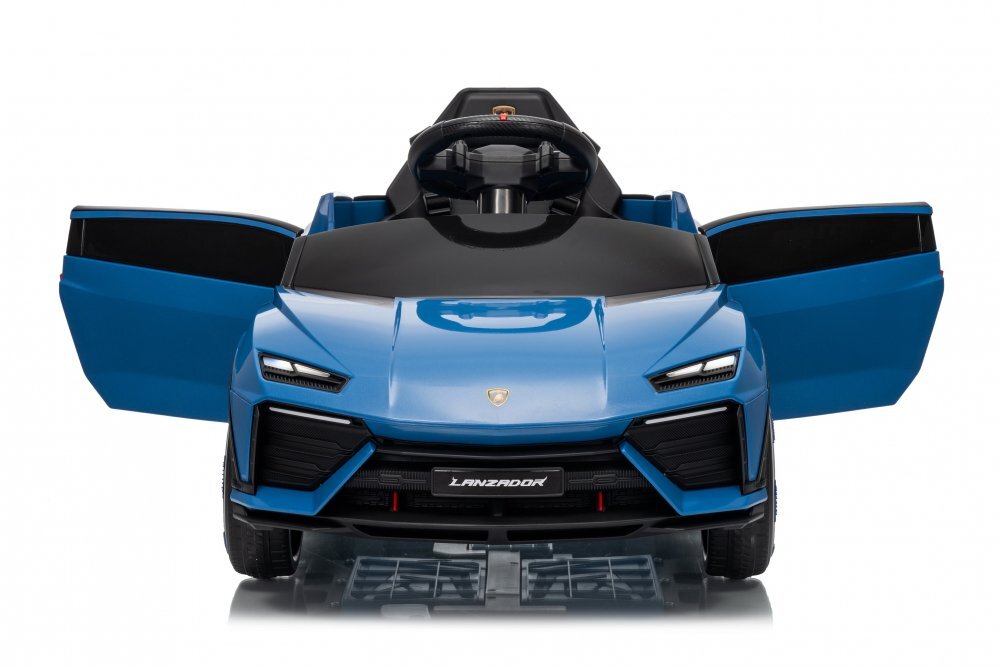 Lamborghini Masinuta electrica pentru copii Lanzador Blue cu licentatelecomanda 2.4Gmotoare 2x35wacumulator 12V4.5Ahdeschidere usisistem trollerlumini ledslow startcentura siguranta in 3 puncte
