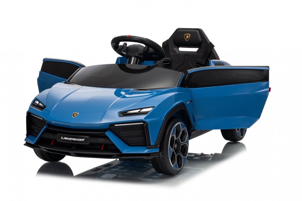 Lamborghini Masinuta electrica pentru copii Lanzador Blue cu licentatelecomanda 2.4Gmotoare 2x35wacumulator 12V4.5Ahdeschidere usisistem trollerlumini ledslow startcentura siguranta in 3 puncte