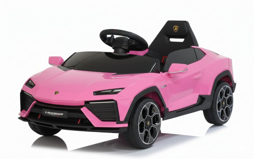 Lamborghini Masinuta electrica pentru copii Lanzador Pink cu licentatelecomanda 2.4Gmotoare 2x35w acumulator 12V4.5Ahdeschidere usisistem trollerlumini ledslow startcentura siguranta in 3 puncte