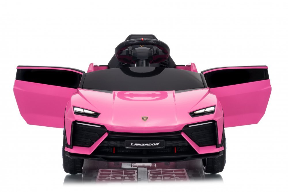 Lamborghini Masinuta electrica pentru copii Lanzador Pink cu licentatelecomanda 2.4Gmotoare 2x35w acumulator 12V4.5Ahdeschidere usisistem trollerlumini ledslow startcentura siguranta in 3 puncte