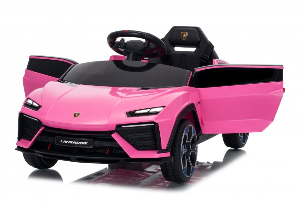 Lamborghini Masinuta electrica pentru copii Lanzador Pink cu licentatelecomanda 2.4Gmotoare 2x35w acumulator 12V4.5Ahdeschidere usisistem trollerlumini ledslow startcentura siguranta in 3 puncte