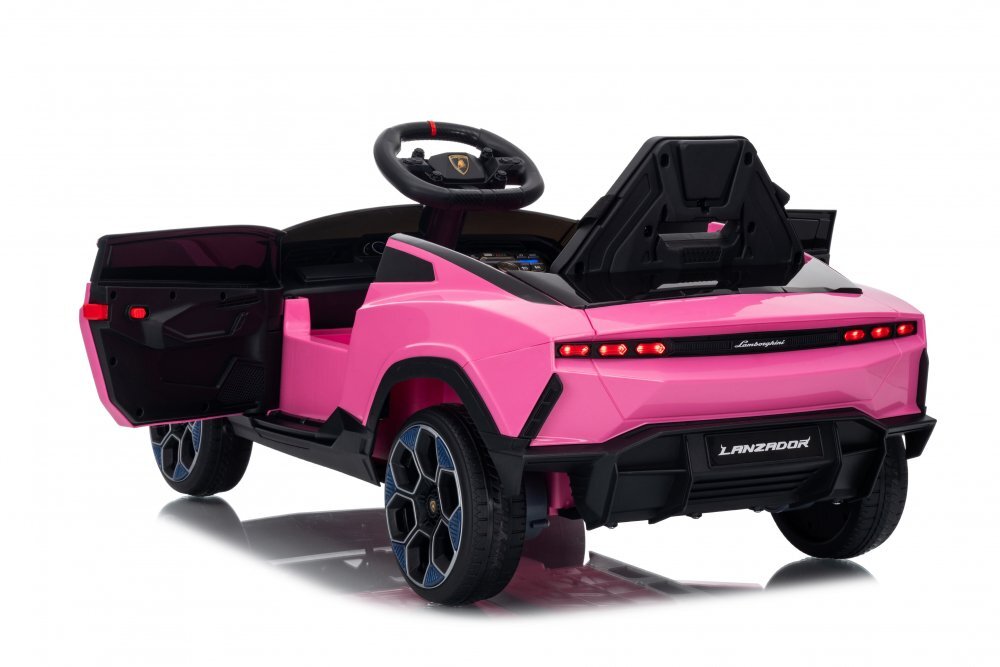 Lamborghini Masinuta electrica pentru copii Lanzador Pink cu licentatelecomanda 2.4Gmotoare 2x35w acumulator 12V4.5Ahdeschidere usisistem trollerlumini ledslow startcentura siguranta in 3 puncte