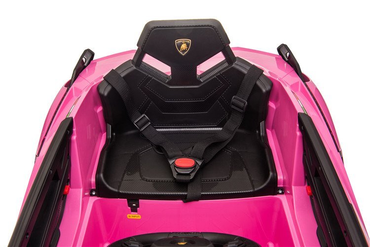 Lamborghini Masinuta electrica pentru copii Nichiduta Sian roz 70W cu scaun din piele slow start faruri si lumini led unitate audio cu display si mufa Mp3 si Usb
