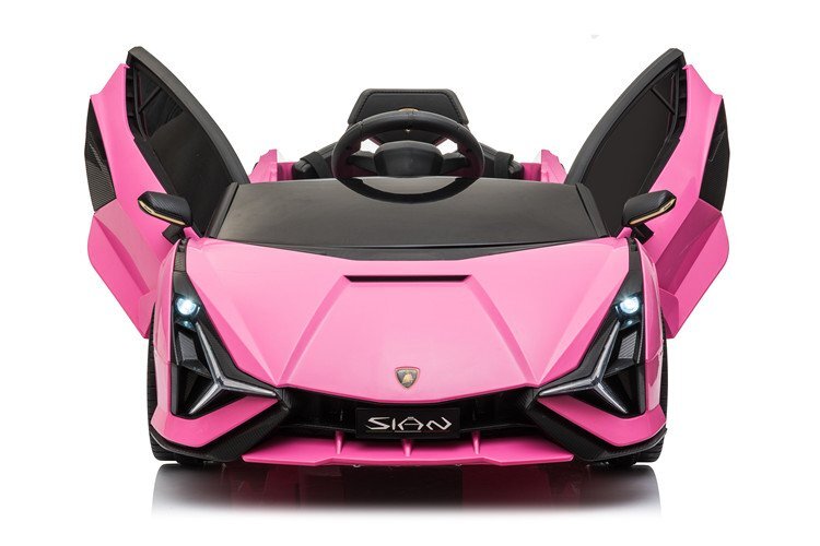 Lamborghini Masinuta electrica pentru copii Nichiduta Sian roz 70W cu scaun din piele slow start faruri si lumini led unitate audio cu display si mufa Mp3 si Usb