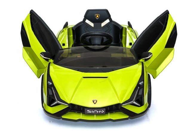 Lamborghini Masinuta electrica pentru copii Nichiduta Sian verde 70W cu scaun din piele slow start faruri si lumini led unitate audio cu display si mufa Mp3 si Usb