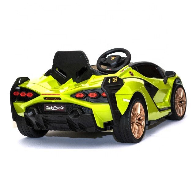 Lamborghini Masinuta electrica pentru copii Nichiduta Sian verde 70W cu scaun din piele slow start faruri si lumini led unitate audio cu display si mufa Mp3 si Usb