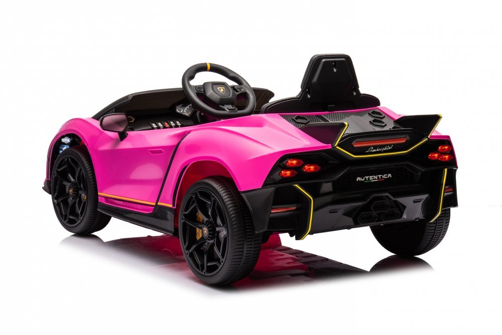 Lamborghini Masinuta electrica pentru copii Pink 70W cu echipare Premium si licentaRoti din spuma EvaDeschidere usi Lambo doorLumini LEDScaun pieleSuspensiiSlow StartTelecomanda 24GCentura sigurantaPornire la buton