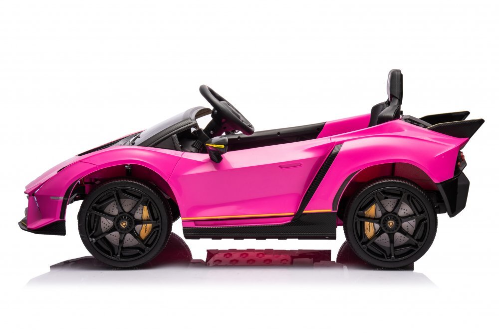 Lamborghini Masinuta electrica pentru copii Pink 70W cu echipare Premium si licentaRoti din spuma EvaDeschidere usi Lambo doorLumini LEDScaun pieleSuspensiiSlow StartTelecomanda 24GCentura sigurantaPornire la buton