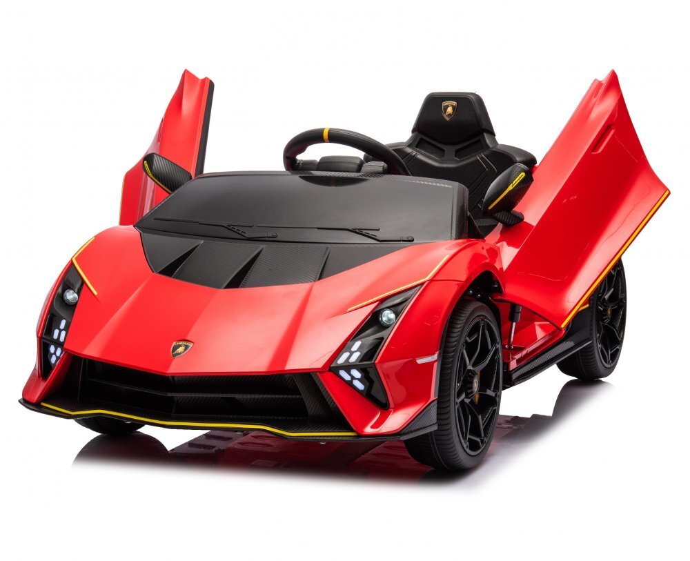 Lamborghini Masinuta electrica pentru copii Red 70W cu echipare Premium si licentaRoti din spuma EvaDeschidere usi Lambo doorLumini LEDScaun pieleSuspensiiSlow StartTelecomanda 24GCentura sigurantaPornire la buton