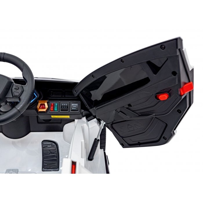 Lamborghini Masinuta electrica pentru copii Sian alb 106W cu telecomanda sunete suspensii panou audio scaun piele si roti din spuma Eva