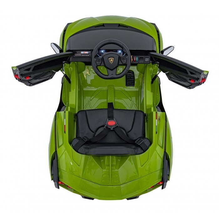 Lamborghini Masinuta electrica pentru copii Sian verde 106W cu telecomanda sunete suspensii panou audio scaun piele si roti din spuma Eva