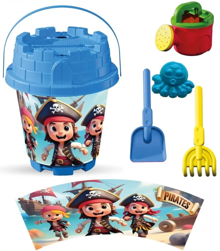 LEA TRADE Set cu galeata si accesorii pentru nisip si plaja 15 x 19 cm