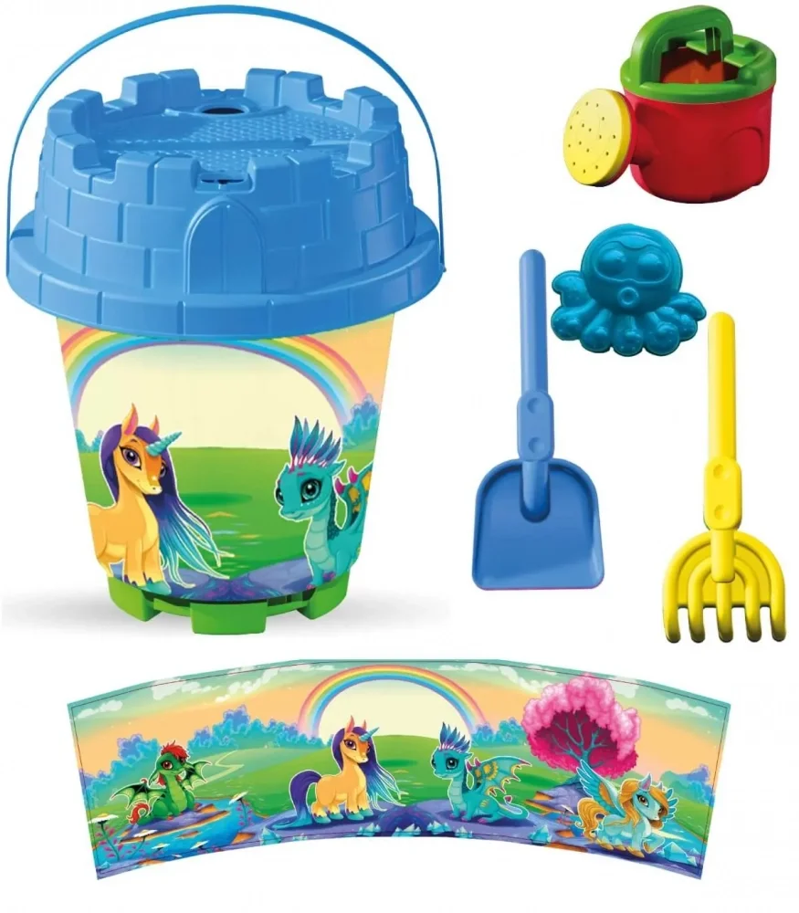 LEA TRADE Set cu galeata si accesorii pentru nisip si plaja 15 x 19 cm