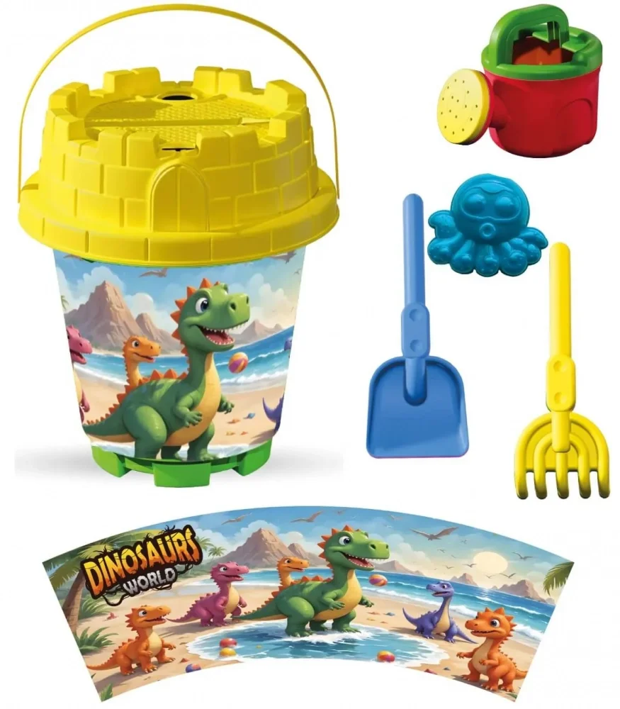 LEA TRADE Set cu galeata si accesorii pentru nisip si plaja 15 x 19 cm