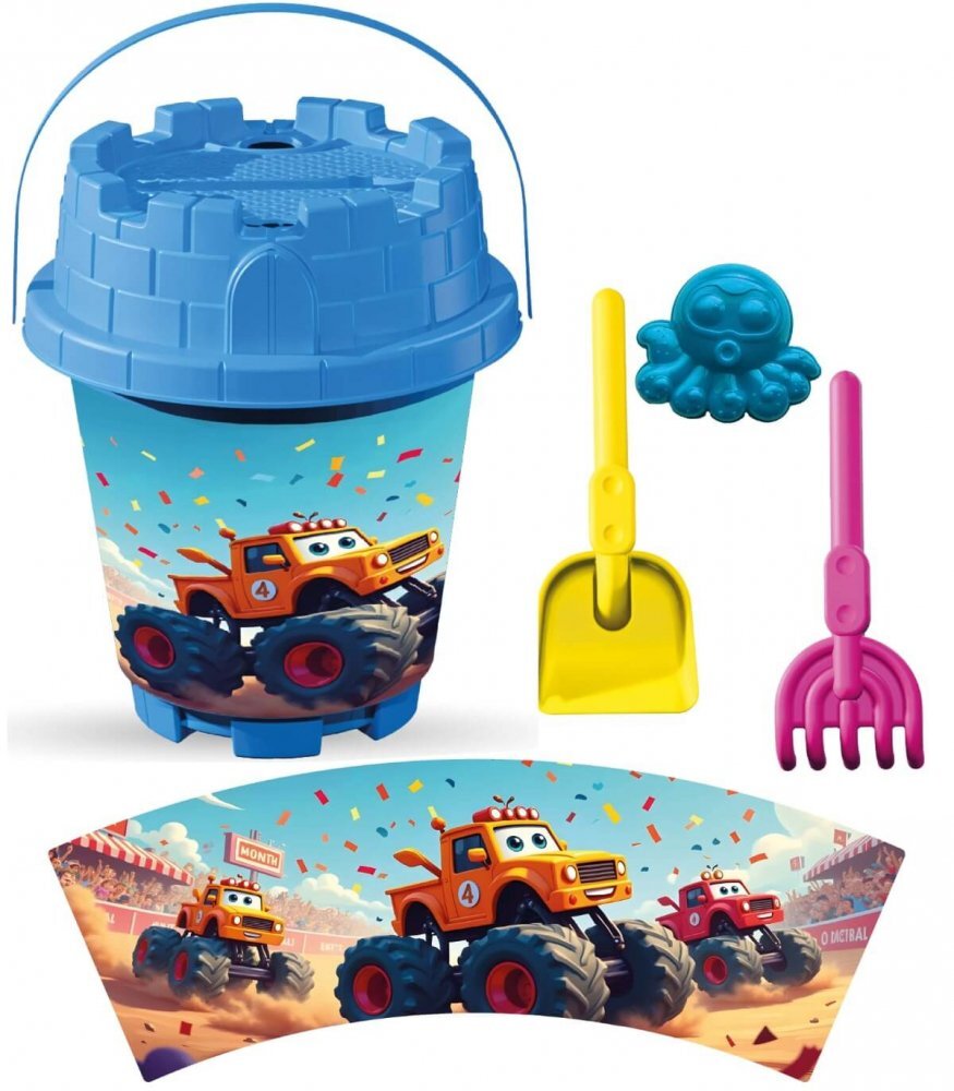 LEA TRADE Set cu galeata si accesorii pentru nisip si plaja 15 x 19 cm