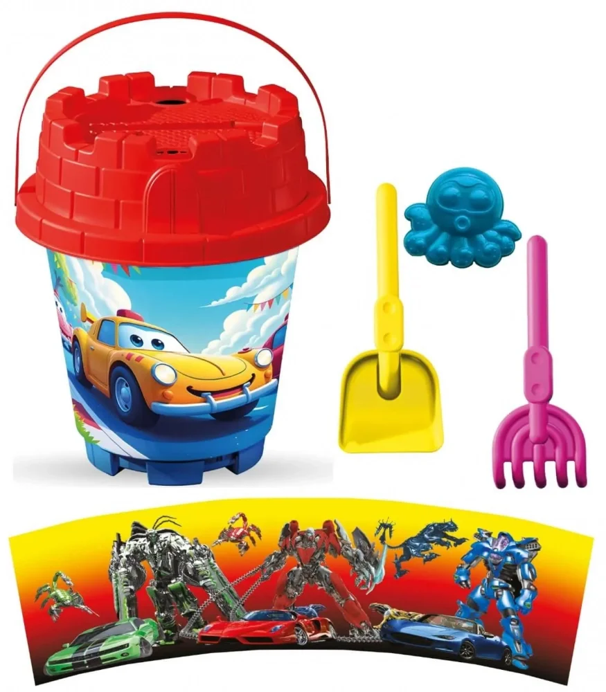 LEA TRADE Set cu galeata si accesorii pentru nisip si plaja 15 x 19 cm