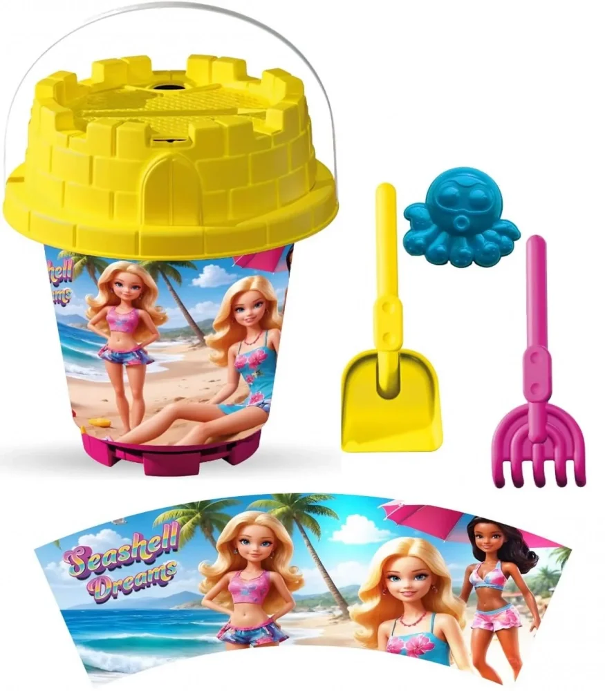 LEA TRADE Set cu galeata si accesorii pentru nisip si plaja 15 x 19 cm