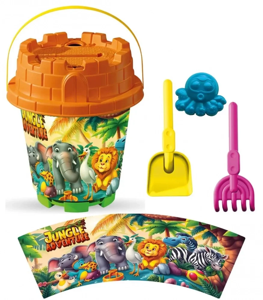 LEA TRADE Set cu galeata si accesorii pentru nisip si plaja 15 x 19 cm