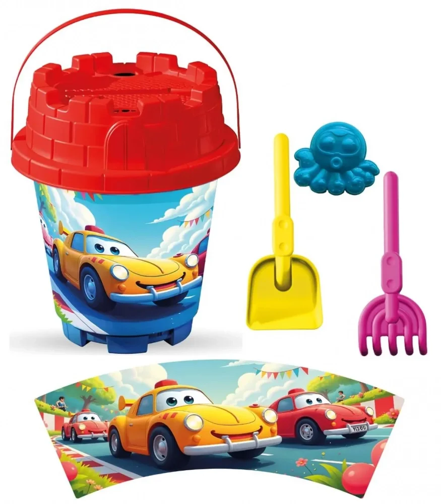 LEA TRADE Set cu galeata si accesorii pentru nisip si plaja 15 x 19 cm