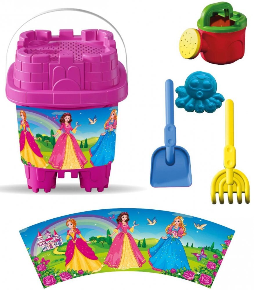 LEA TRADE Set cu galeata si accesorii pentru nisip si plaja 16 x 16 x 21 cm