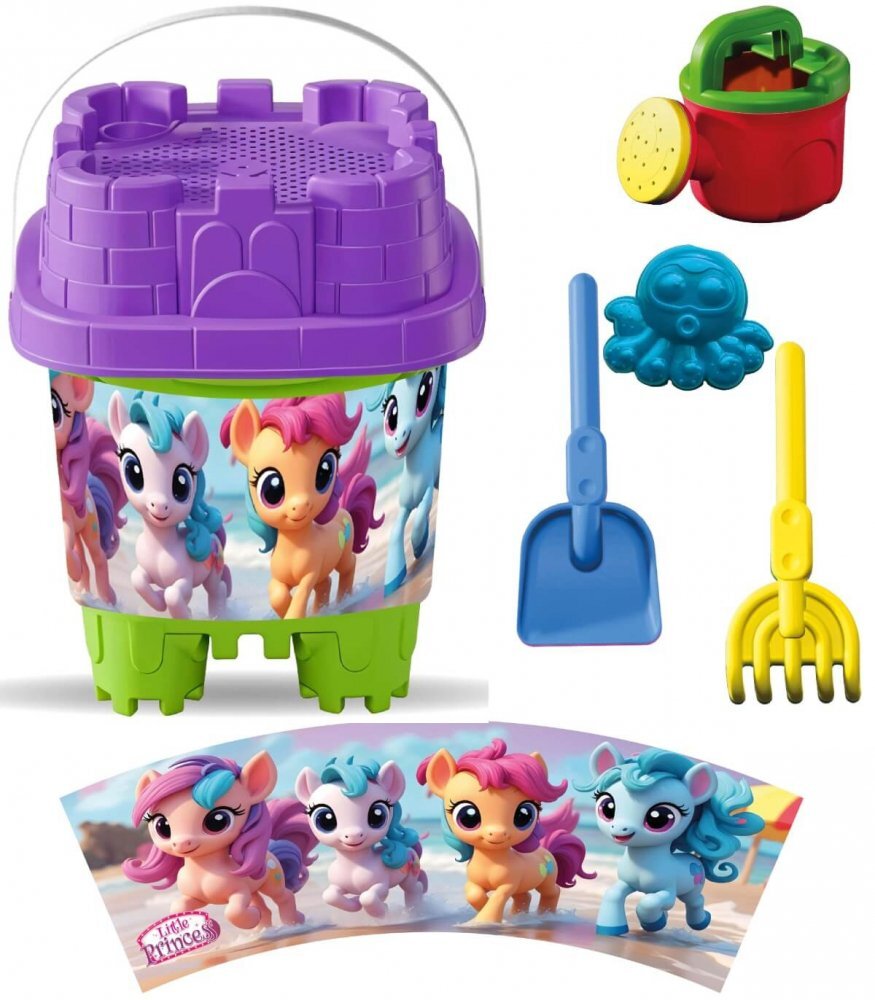 LEA TRADE Set cu galeata si accesorii pentru nisip si plaja 16 x 16 x 21 cm