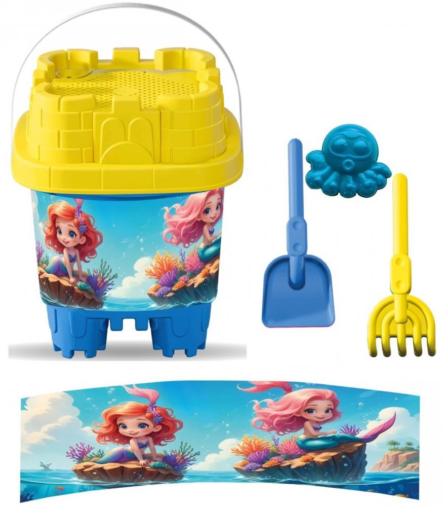 LEA TRADE Set cu galeata si accesorii pentru nisip si plaja 16 x 16 x 21 cm