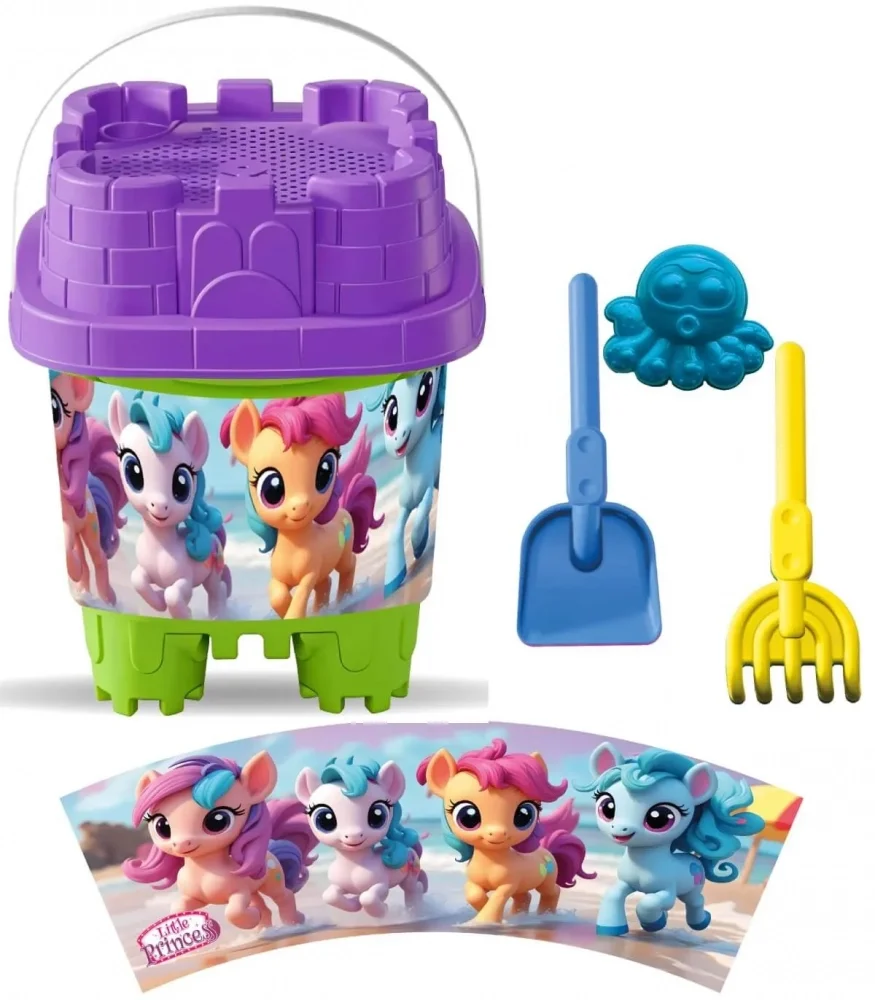 LEA TRADE Set cu galeata si accesorii pentru nisip si plaja 16 x 16 x 21 cm