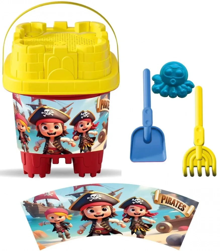 LEA TRADE Set cu galeata si accesorii pentru nisip si plaja 16 x 16 x 21 cm