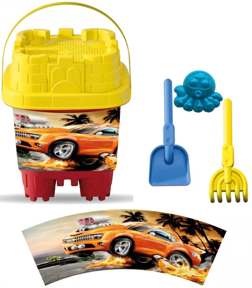 LEA TRADE Set cu galeata si accesorii pentru nisip si plaja 16 x 16 x 21 cm