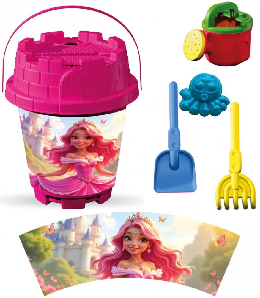 LEA TRADE Set cu galeata si accesorii pentru nisip si plaja 19 x 23 cm