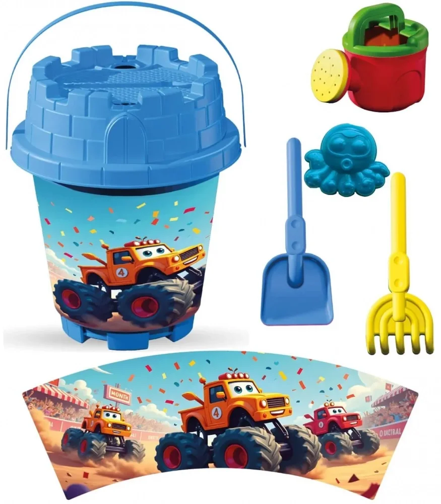 LEA TRADE Set cu galeata si accesorii pentru nisip si plaja 19 x 23 cm