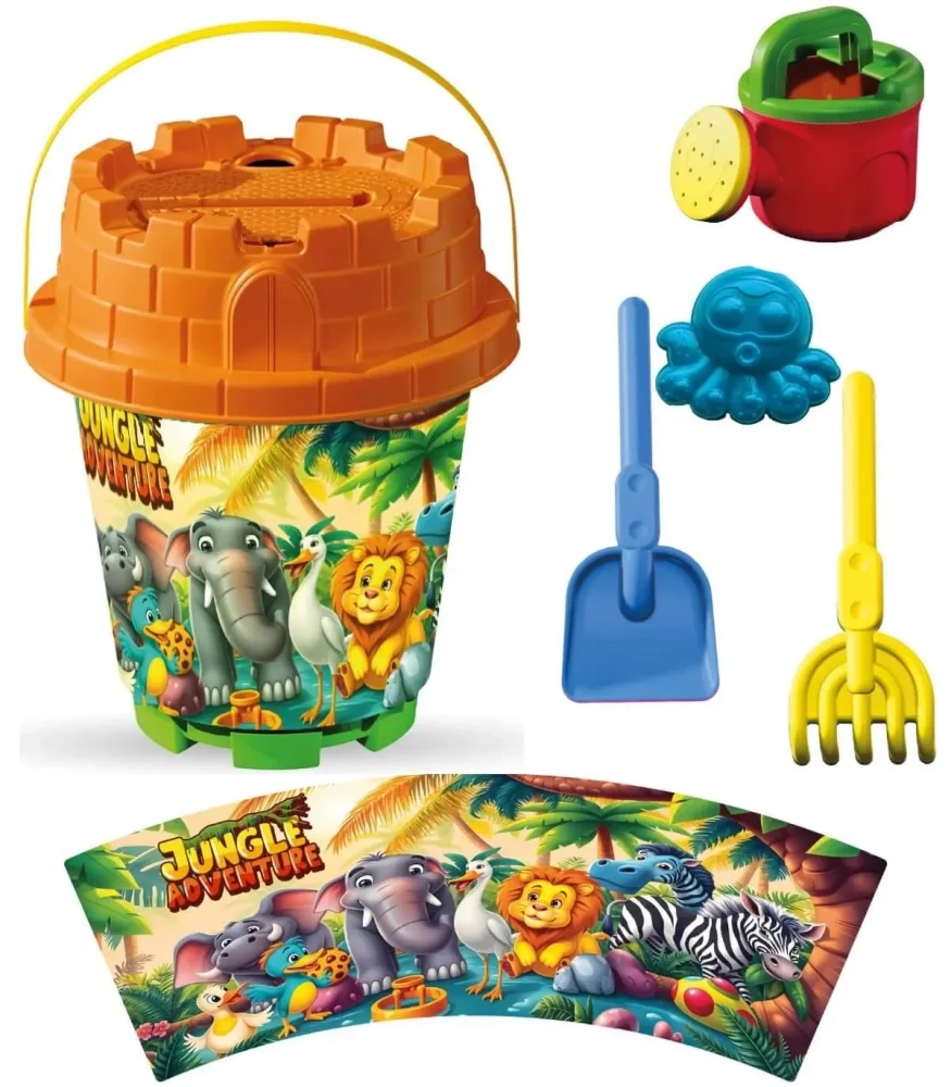 LEA TRADE Set cu galeata si accesorii pentru nisip si plaja 19 x 23 cm