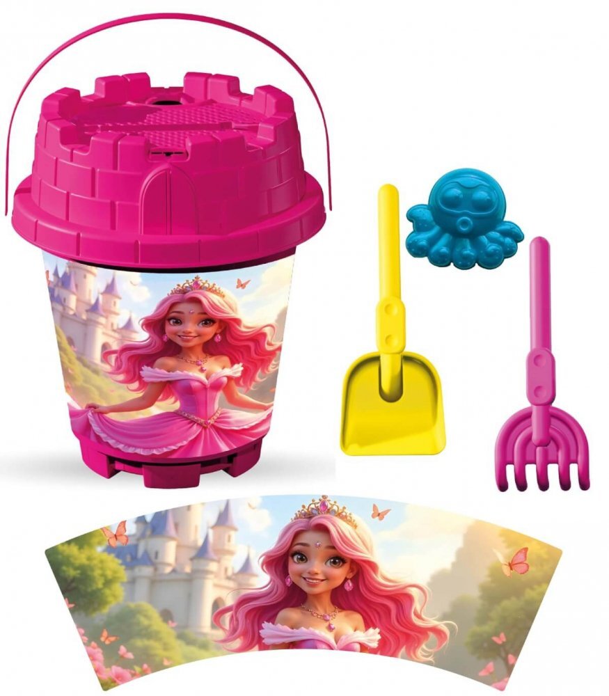 LEA TRADE Set cu galeata si accesorii pentru nisip si plaja 19 x 23 cm