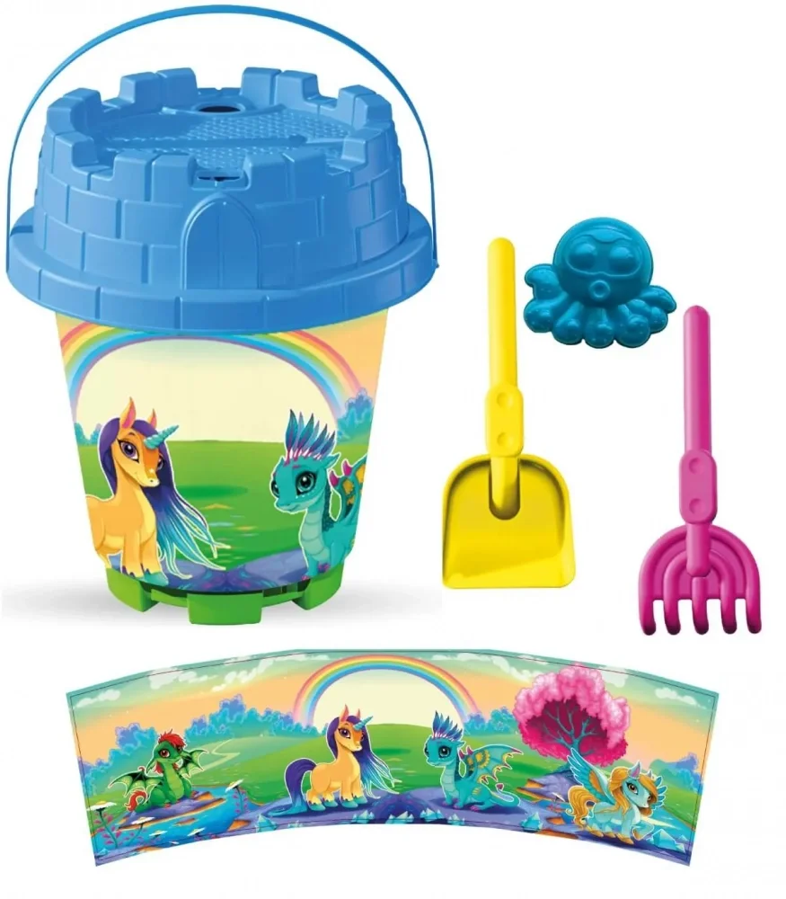 LEA TRADE Set cu galeata si accesorii pentru nisip si plaja 19 x 23 cm