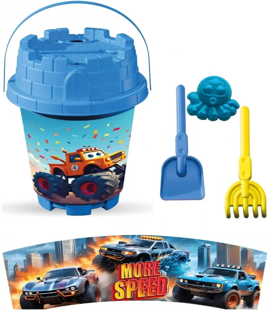 LEA TRADE Set cu galeata si accesorii pentru nisip si plaja 19 x 23 cm