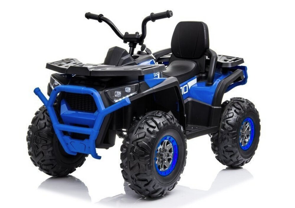 LeanToys Atv electric pentru copii Blue XMX607 cu acumulator pornire la cheie tractiune 4x4 2 viteze roti din EVA lumini LED MP3 maxim 50 kg dimensiune 111 x 65 x 74 cm