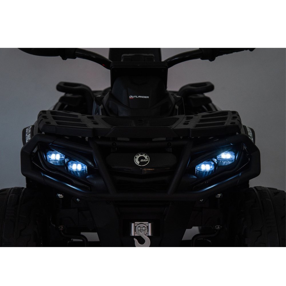 LeanToys Atv electric pentru copii Can Am Outlander black 4 motoare x 200W scaun cu piele ecologica roti eva lumini led panou multimedia usb sd mp3 si bluetooth